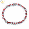 Hutang 9.45Ct Natural Garnet Solid 925 Sterling Silver S Link Bracelet for women's Gemstone Fine Jewelry Birthd Gift 7.25