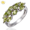 Hutang August Birthstone Natural Green Peridot Gemstone Sterling Silver 925 Ring Fine Stone Jewelry For Women's Gift