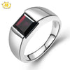 Hutang Brand Rings for Women Men Jewelry Fashion Black Mystic Garnet Gemstone 925 Sterling Silver Ring Engagement Square Bague