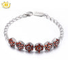 Hutang Classic 6.72Ct Natural Garnet Real 925 Sterling Silver Flower Bracelet for women's Gemstone Fine Jewelry Birthd Gift