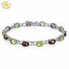 Hutang Classic Natural Gemstone Smoky Quartz & Lemon Quartz Solid 925 Sterling Silver Bracelet Fine Jewelry For Women's Gift