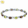 Hutang Classic Natural Gemstone Smoky Quartz & Lemon Quartz Solid 925 Sterling Silver Bracelet Fine Jewelry For Women's Gift