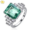 Hutang -Cocktail Ring- Natural Green Fluorite Solid 925 Sterling Silver Women's Rings Party Fine Jewelry
