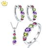 Hutang Colorful Gemstone Jewelry Sets for Women Solid 925 Sterling Silver Jewellry Ring Pendant Earrings 2020 New Design