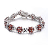 Hutang Cute Flower Natural Garnet Bracelet Solid 925 Sterling Silver Link Flower Bracelet Fine Jewelry Gemstone For Women Girl