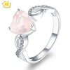 Hutang Engagement Ring Natural Gemstone Rose Quartz Solid 925 Sterling Silver Heart Fine Fashion Stone Jewelry Infinite Love New