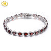 Hutang Fashion 11.5Ct Natural Garnet Solid 925 Sterling Silver Bracelet for Women Pear Cut Gemstone Fine Jewelry Bracelet Gift