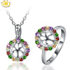 Hutang Fine Jewelry Sets Necklaces & Pendants Multicolor Gemstones Rings for Women Family Tree Choker 925 Sterling Silver Koyle