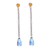 Hutang Genuine Teardrop Sky Blue Topaz & Color Gemstone Long Dangle Earrings Solid 925 Sterling Silver Fine Jewelry