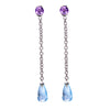 Hutang Genuine Teardrop Sky Blue Topaz & Color Gemstone Long Dangle Earrings Solid 925 Sterling Silver Fine Jewelry