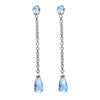 Hutang Genuine Teardrop Sky Blue Topaz & Color Gemstone Long Dangle Earrings Solid 925 Sterling Silver Fine Jewelry