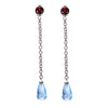 Hutang Genuine Teardrop Sky Blue Topaz & Color Gemstone Long Dangle Earrings Solid 925 Sterling Silver Fine Jewelry