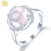 Hutang Ice Rose Quartz Engagement Ring Solid 925 Sterling Silver Natural High Quality Gemstone Fine Fashion Jewelry For Female