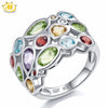 Hutang Multi Gemstone Jewelry Genuine Topaz Garnet Citrine Solid 925 Sterling Silver Cluster Ring For Women Fine Jewelry Gift