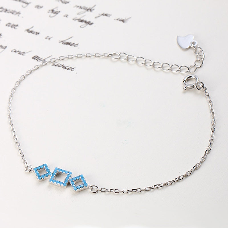 Hutang Nano Turquoises 925 Sterling Silver Link Bracelets Gemstone Fine Jewelry Geometry Anklets Bracelet for Women's 2020
