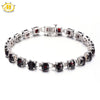 Hutang Natural Black Garnet Gemestone Women Bracelet Solid 925 Sterling Silver Chain Checkerboard Cut Fine Jewelry 7 New 2020