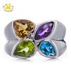 Hutang Natural Colorful Gemstones Solid 925 Sterling Silver Rings For Women Fine Fashion Jewelry High Quality Brithd Gift