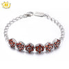 Hutang Natural Garnet Gemstone Jewelry Fine 7.5 Women Bracelet 925 Sterling Silver Chain Flower Bracelets & Bangles Love Gift