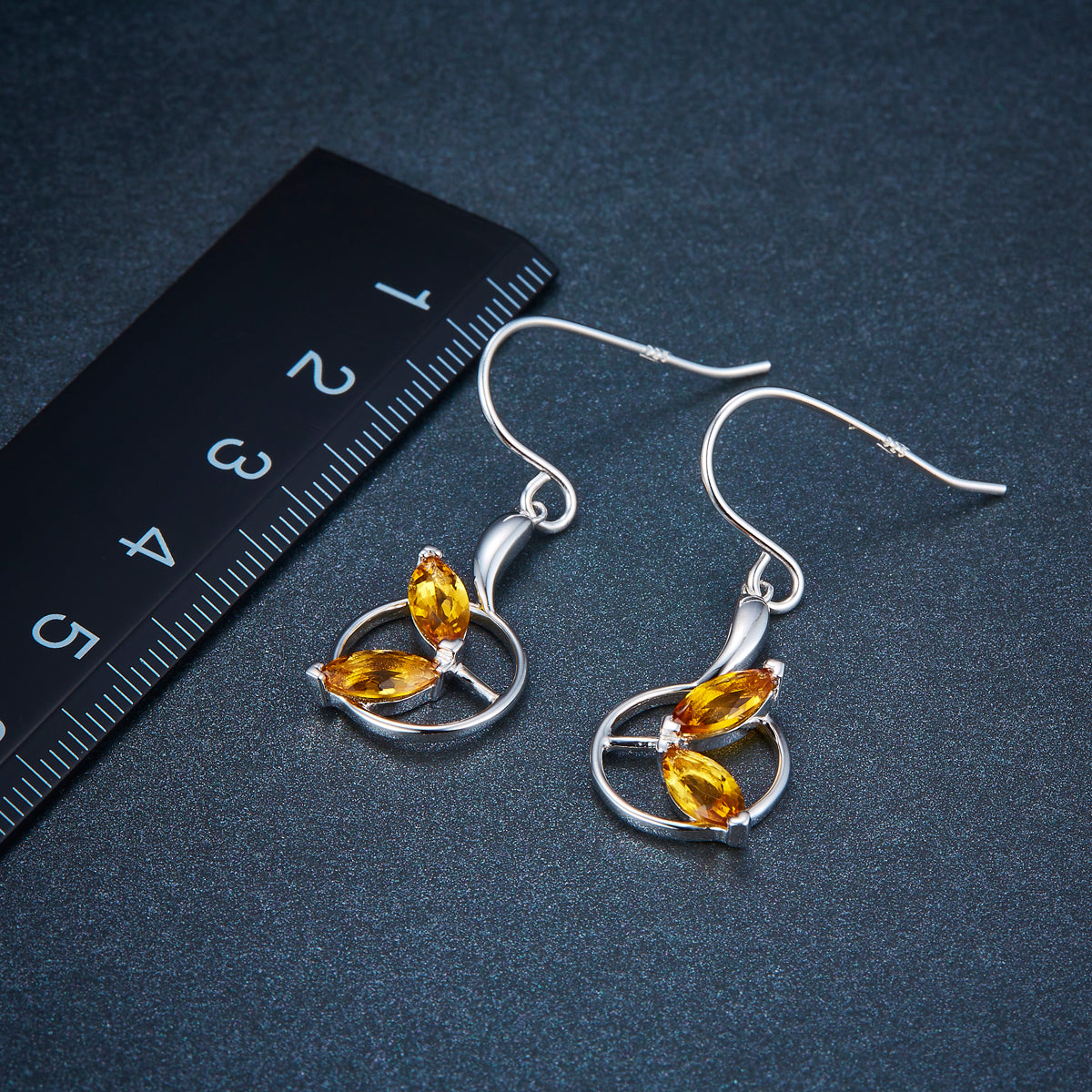 Hutang Natural Golden Citrine Jewelry Sets Solid 925 Sterling Silver Earrings Pendant Gemstone Fine Quality Jewelry Women's