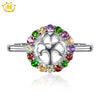Hutang Natural Multi-color Gemstones Family Tree Jewelry Sets Solid 925 Sterling Silver Ring & Pendant Fine Jewelry For Women's