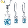 Hutang Natural Sky Blue Topaz Bridal Jewelry Sets Solid 925 Sterling Silver Pendant & Earrings Gemstone Fine Jewelry For Gift