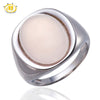 Hutang Oval Rose Quartz Cabochon Cut Solid 925 Sterling Silver Cocktail Ring for Women Fine Jewelry