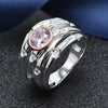 Hutang S925 sterling silver pink zirconia ring for women's wedding engagement fine jewelry 2020 new multiple size