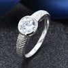 Hutang S925 sterling silver round 7mm white zircon ring for women wedding engagement crystal fine jewelry best gift for her