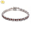 Hutang Stone Jewelry 7.04Ct Natural Garnet S Link Bracelet Solid 925 Sterling Silver women's Round Gemstone Fine Jewelry 7.25