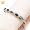 Hutang Stone Jewelry 7.0Ct Natural Black Garnet Bangle Bracelet Solid 925 Sterling Silver Real Gemstone Fine Jewelry Women's 7