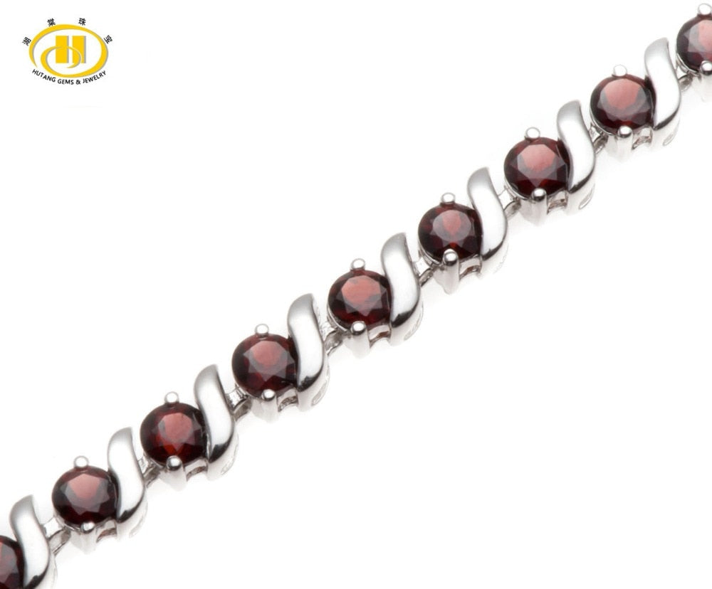 Hutang Stone Jewelry 9.07 Ct Natural Gemstone Garnet Solid 925 Sterling Silver S Link Bracelet Fine Jewelry For Women 7.5 New