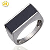 Hutang Stone Jewelry Men's Jewelry Natural Black Agate Solid Sterling Silver 925 Ring Fine Gemstone Jewelry Father's d Gift
