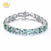 Hutang Stone Jewelry Solid 925 Sterling Silver Natural Gemstone Green Fluorite Bracelet Fine Jewelry For Women's Gift 7.5 inches