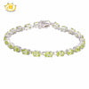 Hutang Stone Jewelry Solid 925 Sterling Silver Natural Gemstone Peridot Bracelet Fine Fashion Jewelry For Women Gift 7.5 inches