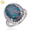 Hutang Triplet Mosaic Opal Solid 925 Sterling Silver Solitaire Ring Cocktail party Fine Jewelry
