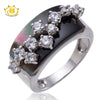 Hutang Unique Design Mother of Pearl CZ Solid 925 Sterling Silver Ring Women Fine Jewelry Multiple Size