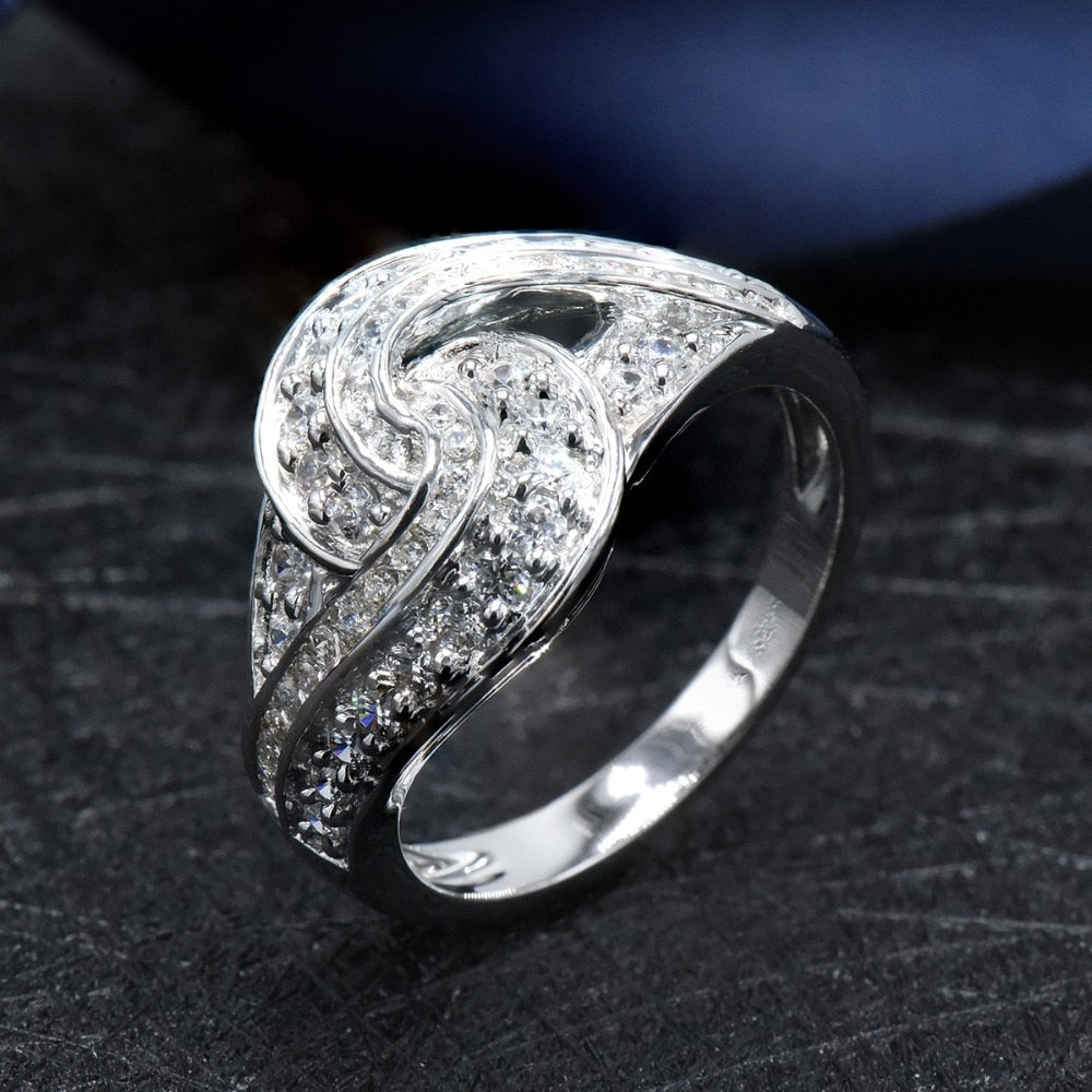 Hutang fine 925 sterling silver white zircon wedding infinity ring for women party engagement fine jewelry best gift for her