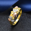 Hutang women's 3 color gold wedding heart ring solid 925 sterling silver white zircon engagement bridal fine fashion jewelry