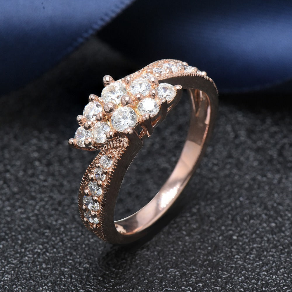 Hutang women's rose gold wedding ring solid 925 sterling silver white zircon engagement bridal fine fashion jewelry 2020 new