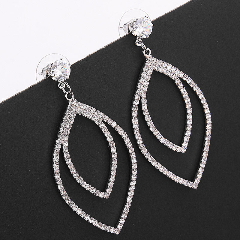 Crystal Teardrop Long Earrings Bridal Large Drop Earrings Brincos For Women Fashion Wedding Jewelry Boucle D'oreille