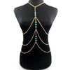 Necklace Women Chic Chain Harness Bikini Crossover Chain Necklaces Long Tassel Turquoises Pendant Necklace