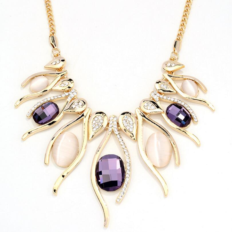 Hyperbole Big Necklaces & Pendants For Women Vintage Egg Shape Crystal Flower Pendant Necklace Round Stone Fine Jewelry