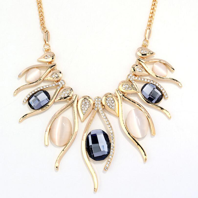 Hyperbole Big Necklaces & Pendants For Women Vintage Egg Shape Crystal Flower Pendant Necklace Round Stone Fine Jewelry