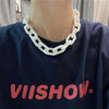 Hyperbole White Choker Necklace Jewelry Women Hollow Out Thick Chain Hip Hop Punk Chain Necklace Men Accessories