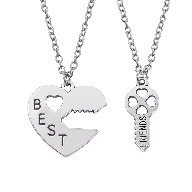 I Love You Best Friends Jewelry Puzzle BFF Key Lock Compass Tai Chi Broken Heart Pendants Necklaces For Women Men Couple Collier
