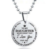 I Love You Letter Print Pendant Necklace Ball Chain Stainless Steel To My Son Round Tag Sweater Necklace Jewelry Accessory