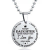 I Love You Letter Print Pendant Necklace Ball Chain Stainless Steel To My Son Round Tag Sweater Necklace Jewelry Accessory
