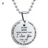 I Love You Letter Print Pendant Necklace Ball Chain Stainless Steel To My Son Round Tag Sweater Necklace Jewelry Accessory