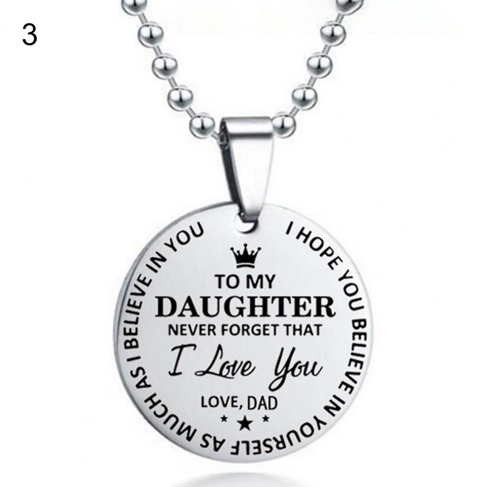 I Love You Letter Print Pendant Necklace Ball Chain Stainless Steel To My Son Round Tag Sweater Necklace Jewelry Accessory