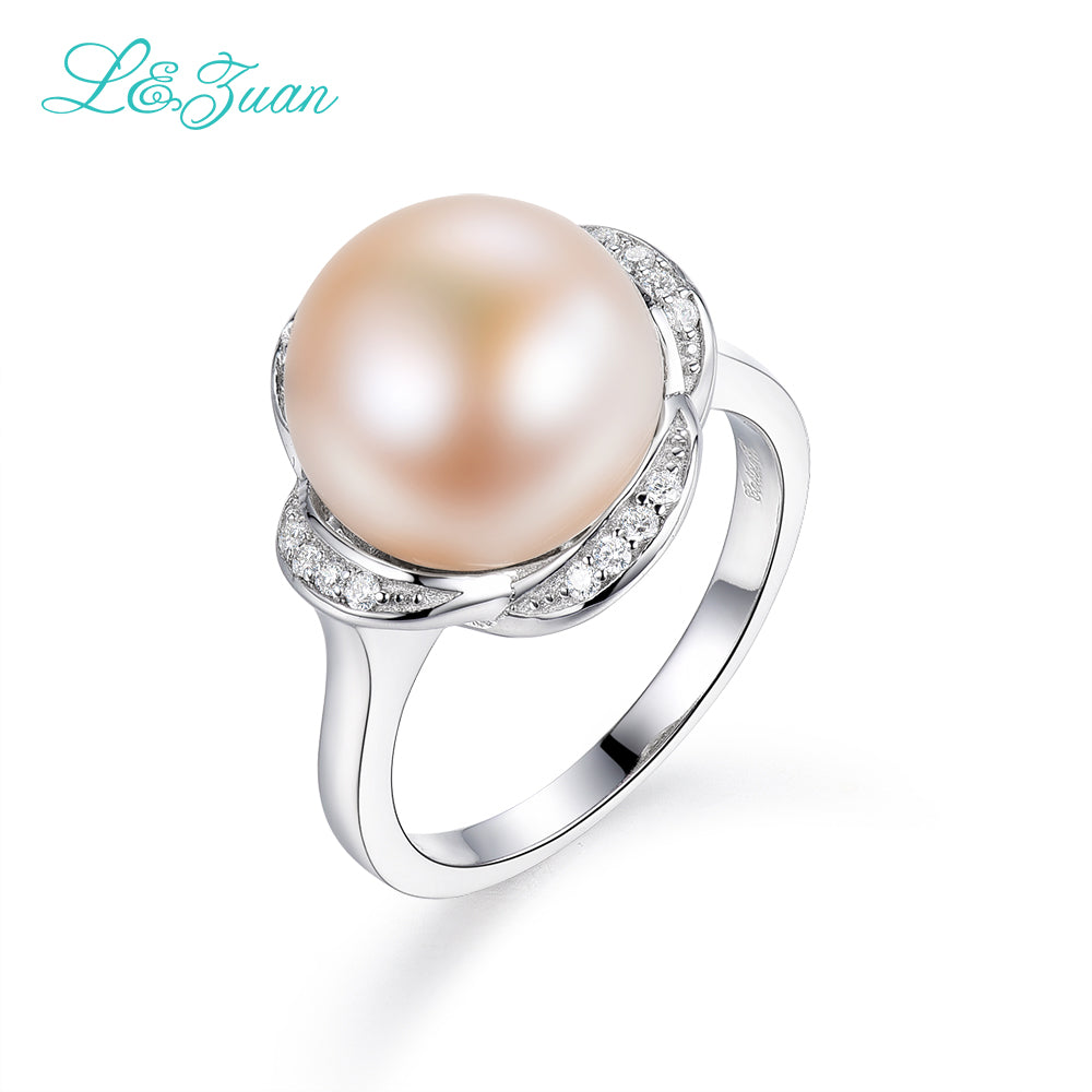 I&zuan 925 Sterling Silver White Cultured Trendy Ring Diameter 9~10mm Pearl Rings For Women As Gift Fine Jewelry